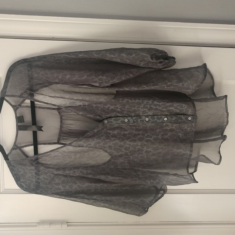 Cheetah print sheer blouse size L